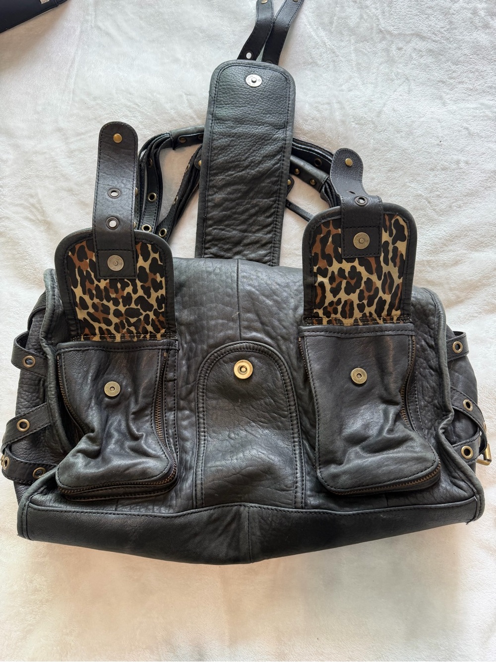 Vintage Betsey Johnson Black Shoulder Bag with Gold Hardware and Stud Accents - Picture 12 of 16